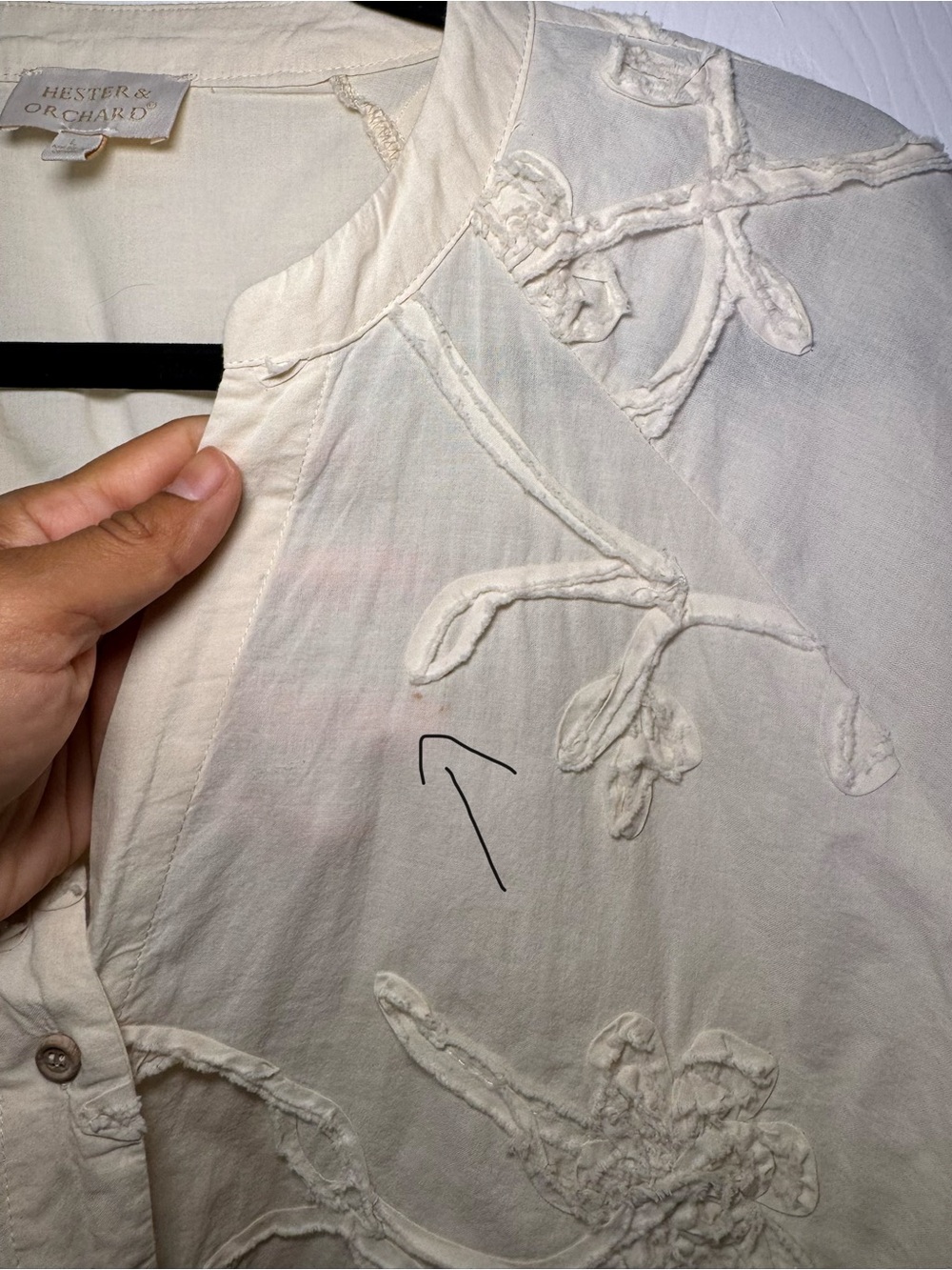 Hester & Orchard Cream Embroidered Floral Cotton - Picture 8 of 10